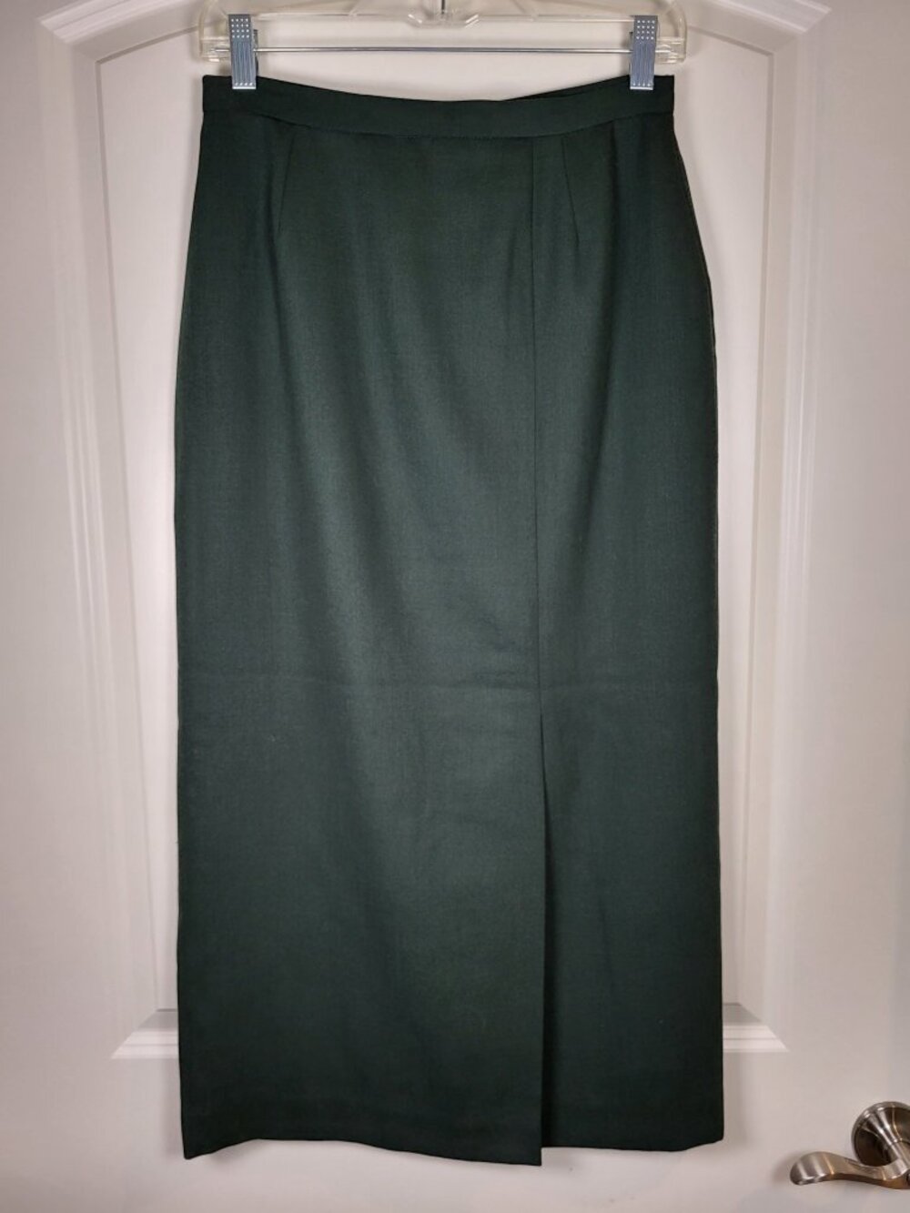 Vintage Petite Sophisticate Forest Green Wool Midi Skirt Size 8 - Picture 4 of 9